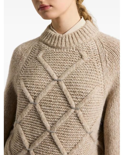 Peserico Natural Diamond-Pattern Sweater