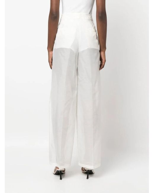 Fabiana Filippi White Transparent-Leg Loose-Fit Trousers