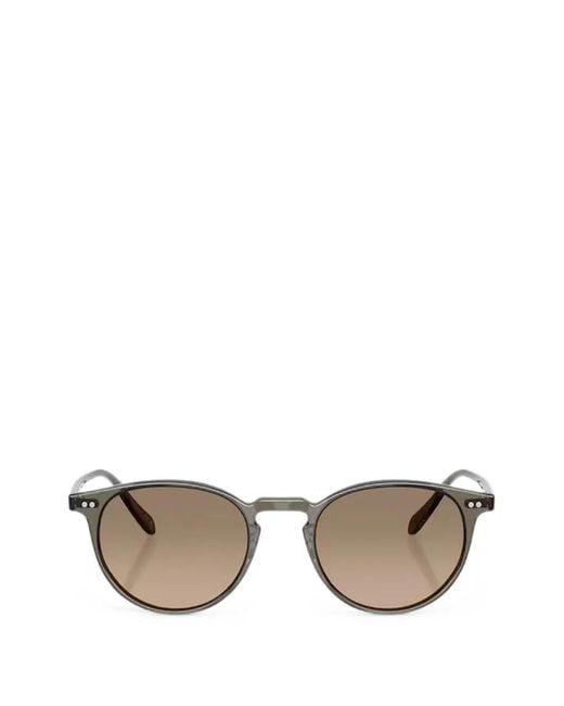 Oliver Peoples Gray Riley Round-Frame Sunglasses