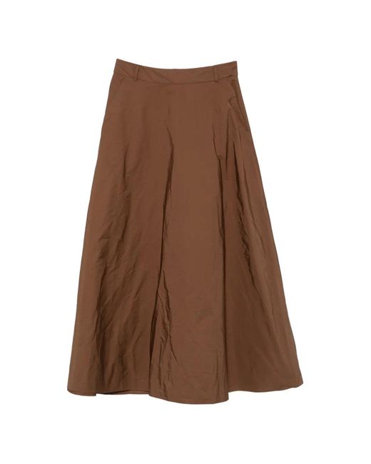 Max Mara Brown Belt-Loops Flared Maxi Skirt
