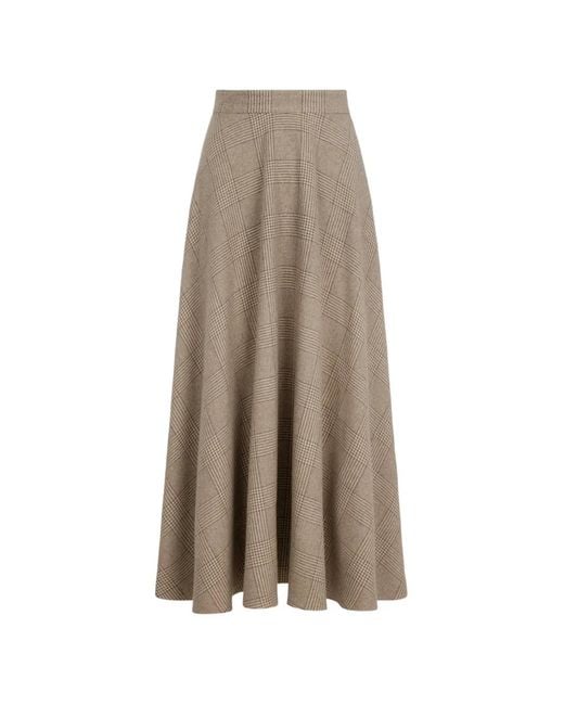 Oscar de la Renta Natural Plaid A-Line Midi Skirt