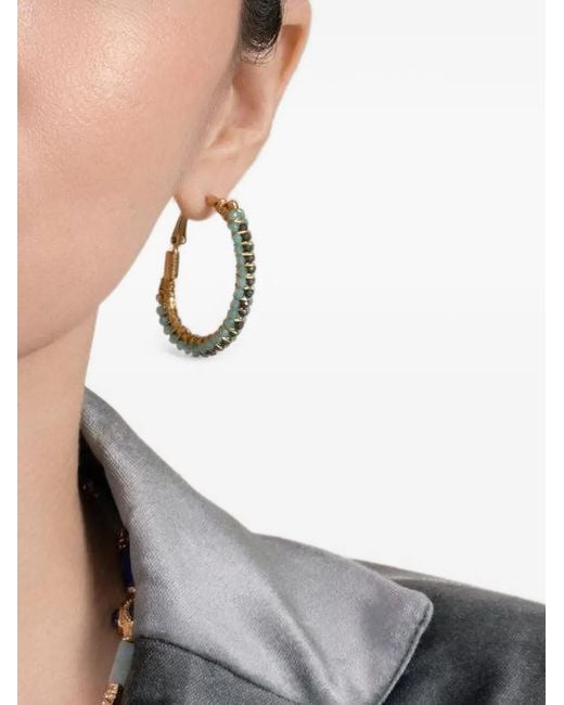 Gas Bijoux Metallic Lyre Beaded Hoop Earrings