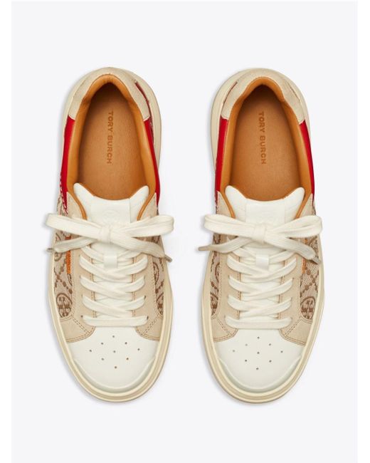 Tory Burch White T Monogram Ladybug Sneakers