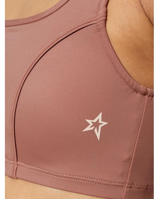 Perfect Moment Brown Star-Motif Panelled Sports Bra