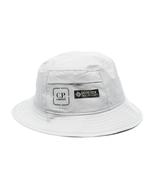 C P Company White Logo-print Gore-tex Bucket Hat for men