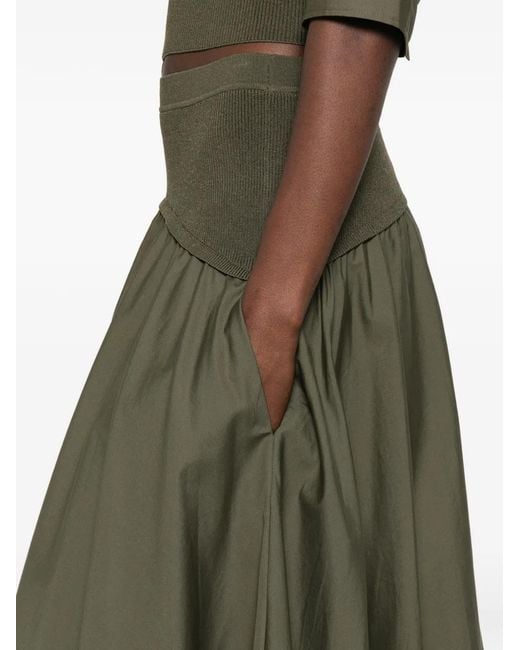 Jonathan Simkhai Green Knitted-Panel Midi Skirt