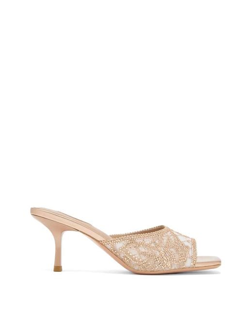 Nicoli Natural Lace Embellished Mules