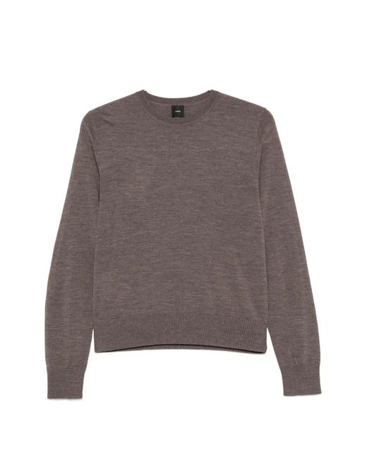 Pinko Brown Lourdes Crew-Neck Ribbed-Trim Sweater