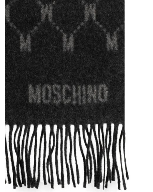 Moschino Black Cashmere Scarf With Monogram
