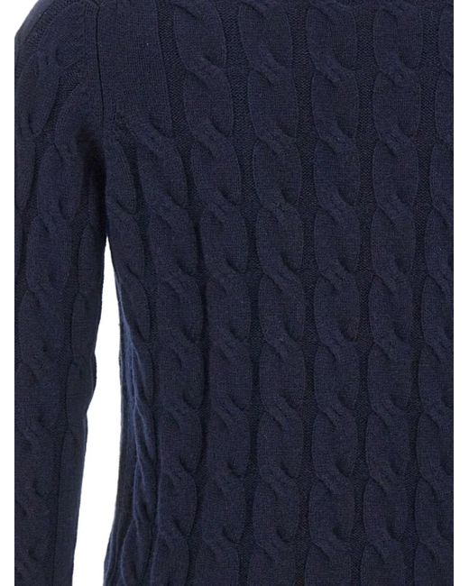 Kangra Blue Cable Knit Crew-Neck Sweater for men