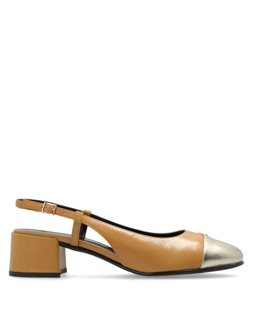 Tory Burch Brown Cap-Toe Slingback 45Mm (Ginger Shortbread/Spark) Shoes