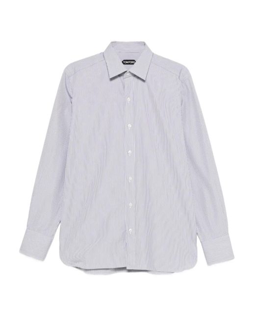 Tom Ford Gestreept Overhemd in het White voor heren