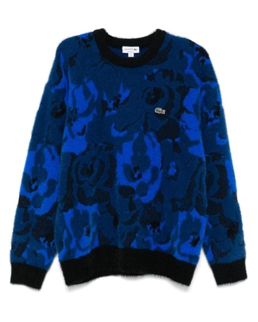 メンズ Lacoste フローラル ジャカード セーター Blue