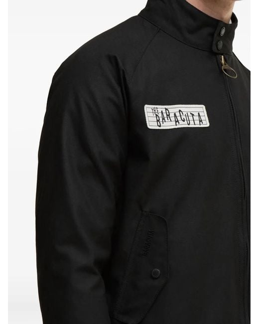 Barbour Black Appliqué Zip-Up Jacket for men