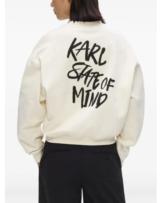 Karl Lagerfeld White Karlism Boxy Hoodie
