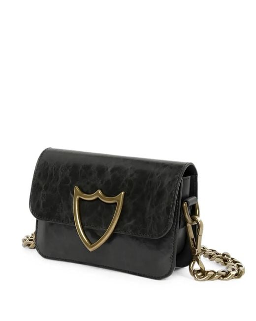 HTC Black Mini L.A. Logo-Plaque Leather Shoulder Bag