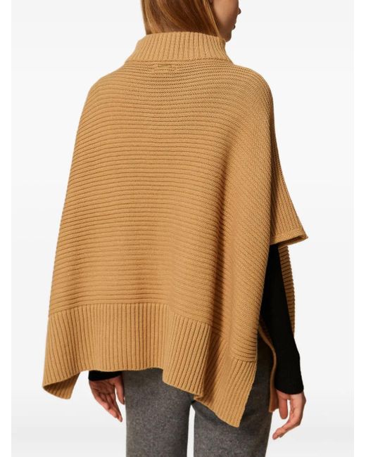 Twinset Natural Zip-Up Knitted Cape