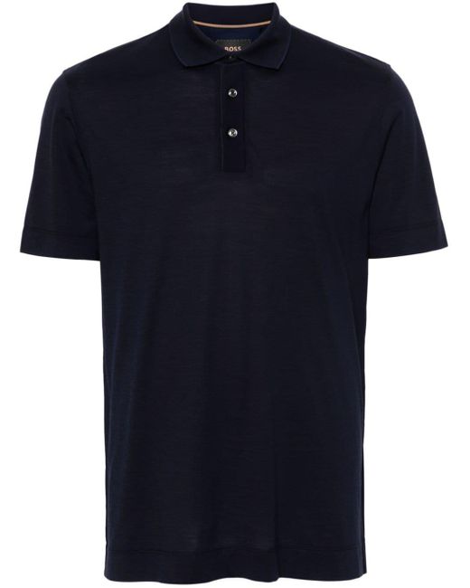 Boss Blue Fine-knit Polo Shirt for men