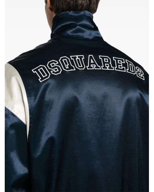DSquared² Blue Bowling Satin-Finish Jacket for men