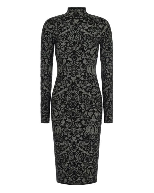 Abito Midi Con Logo A Intarsio di Roberto Cavalli in Black