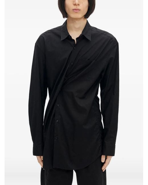 Ann Demeulemeester Gedrapeerd Katoenen Overhemd in het Black voor heren