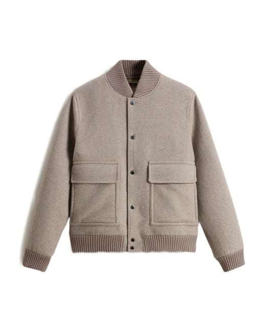 Woolrich Brown Twill-Weave Bomber Jacket for men