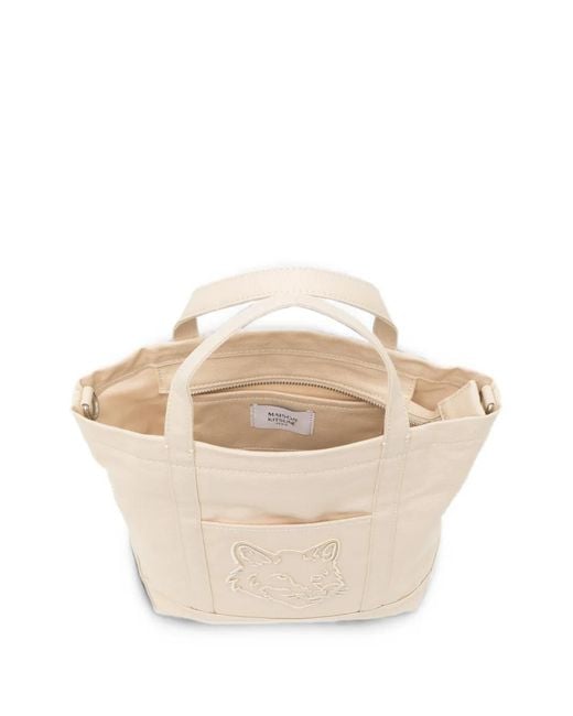 Maison Kitsuné Natural Small Fox Head Tote Bag