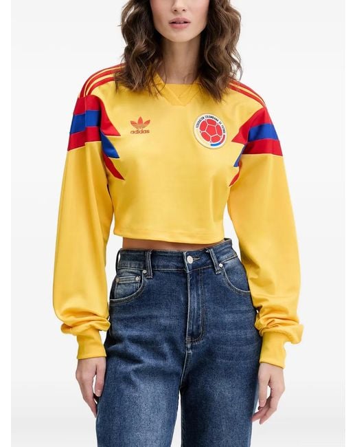 Adidas Blue Logo-Patch Cropped Top