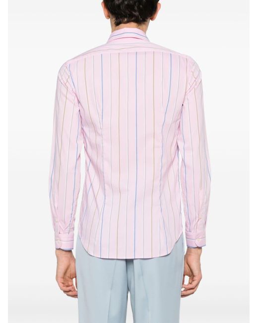 Manuel Ritz Pink Long-sleeves Striped Shirt for men