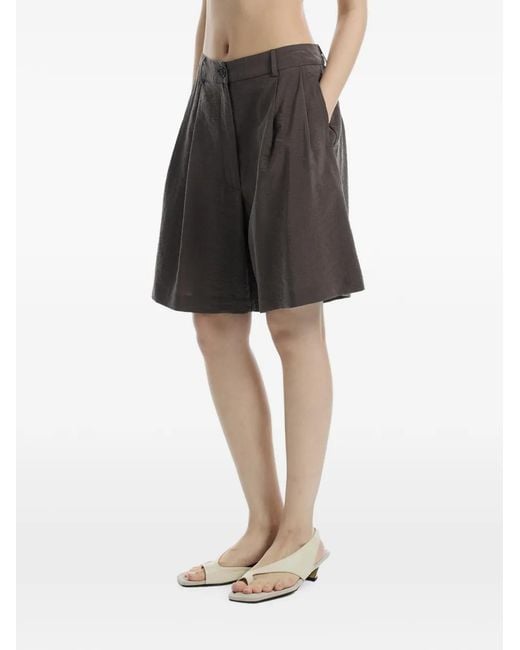 Cordera Black Pleated Tailored Shorts