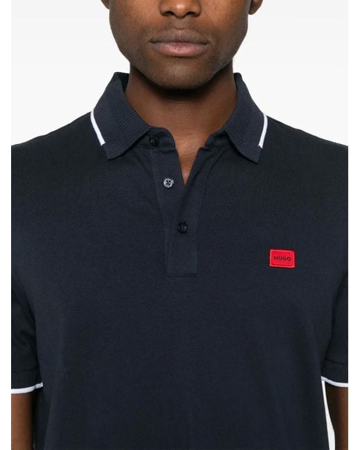 HUGO Black Logo-Patch Polo Shirt for men