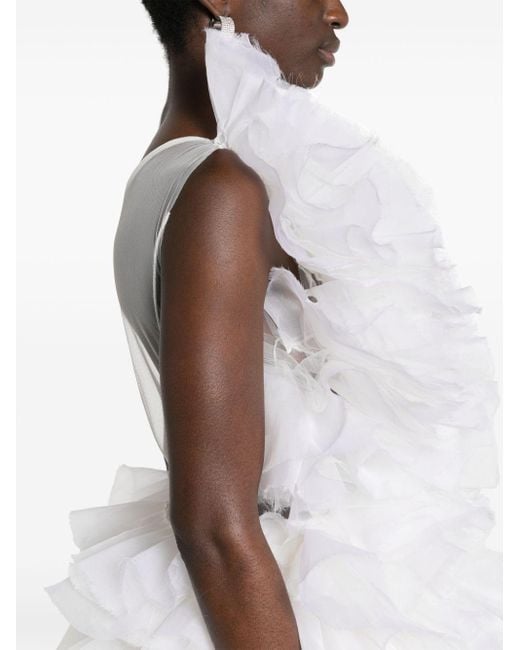 Loulou White Mini One-Shoulder-Kleid