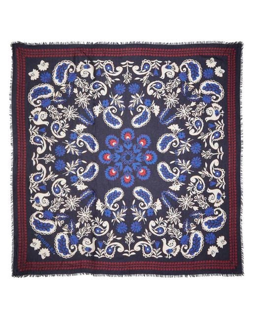 LaDoubleJ Blue Forest Bandana-Print Scarf