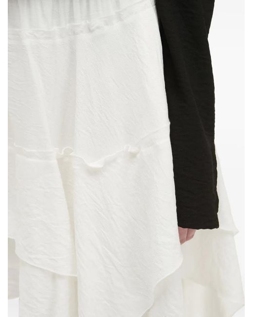 B+ AB White Asymmetric Tiered Skirt