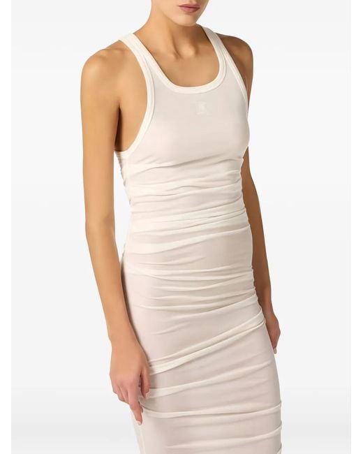 Elisabetta Franchi White Embroidered Draping Midi Dress