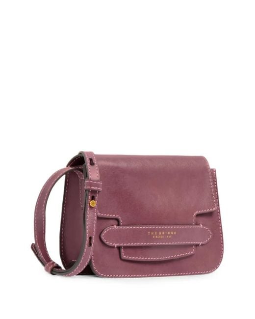 The Bridge Purple Lucrezia Leather Shoulder Bag