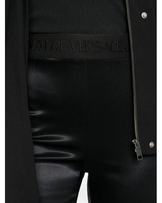 Versace Jeans Couture Black Logo-Waistband Trousers