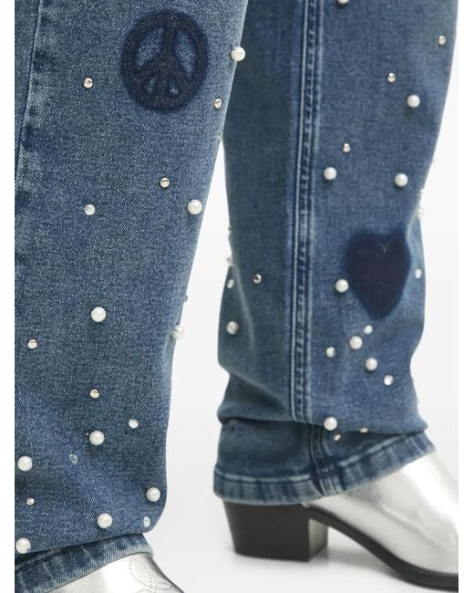 Moschino Blue Pearl-Embellished Jeans