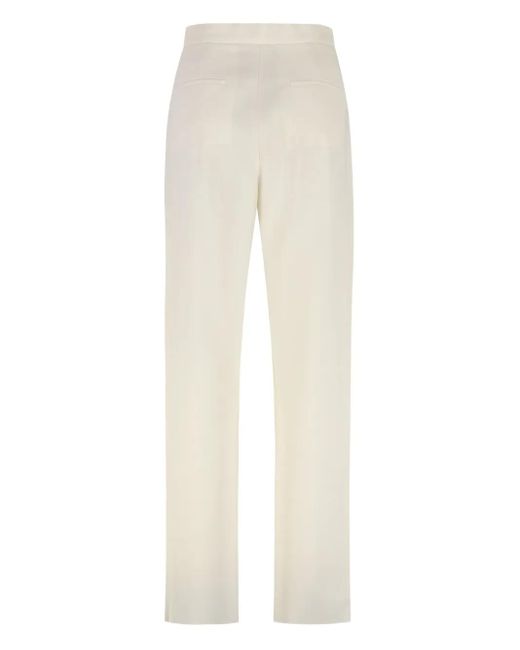 Max Mara Natural Dede Pleated Cotton Trousers