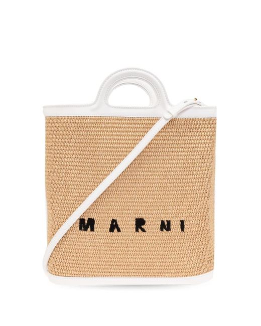 Marni Natural Tropicalia Logo-embroidered Tote Bag