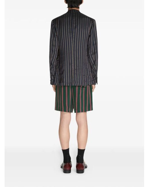 Dries Van Noten Black Striped Double-Breasted Blazer for men