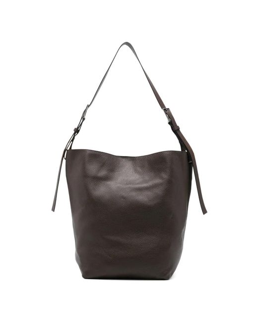 P.A.R.O.S.H. Brown Buckle Leather Tote Bag