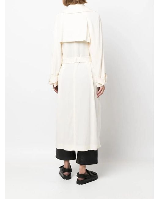Alberta Ferretti White Double-Breasted Trench Coat