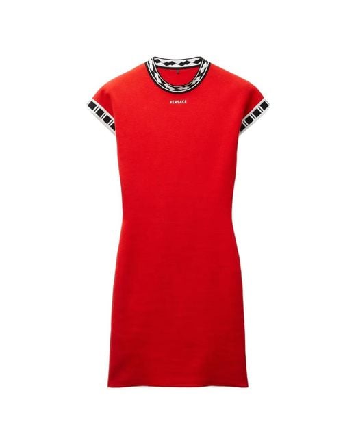 Versace Red Cotton Knit Mini Dress