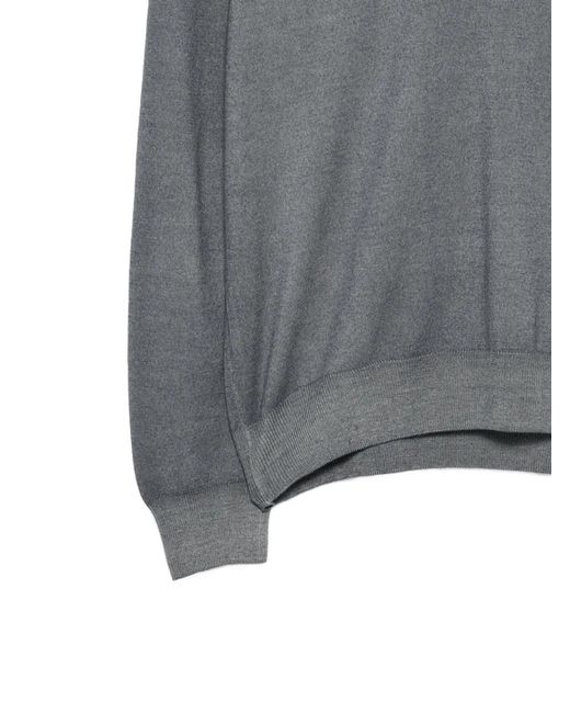 Gran Sasso Gray Elbow-Patch V-Neck Wool Sweater for men