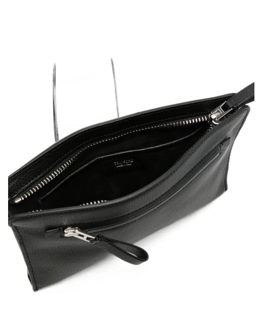 Tom Ford Black Grained Leather Clutch Bag for men