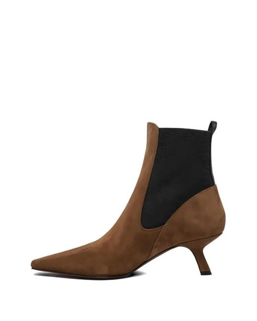 Brunello Cucinelli Brown Pull-Tab Suede Boots