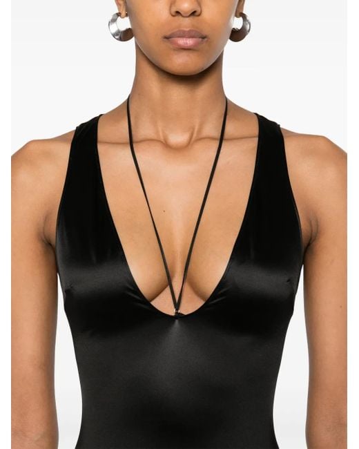 Maison Close Black French Kiss V-Neck Mini Dress