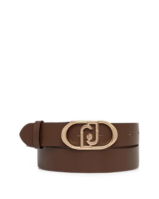 Liu Jo Brown Logo-Plaque Leather Belt