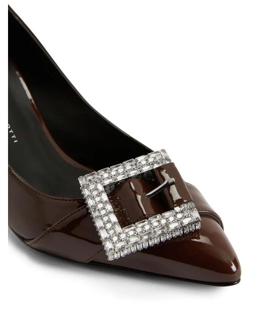 Giuseppe Zanotti Brown Buckle-Detail Leather Pumps